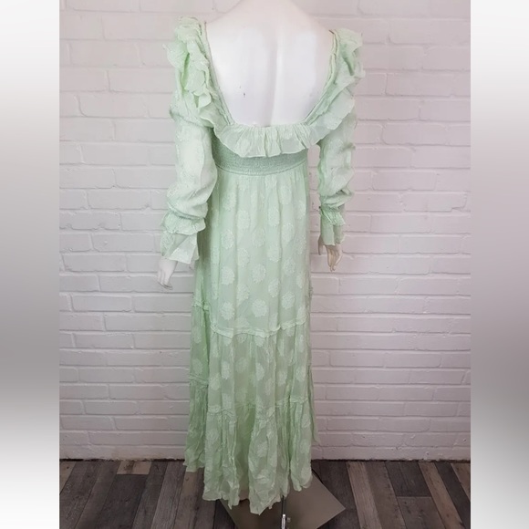 Free People Yara Maxi Dress XS UK 6 Mint Green Wedding Boho Ruffle Event BN - Picture 2 of 16